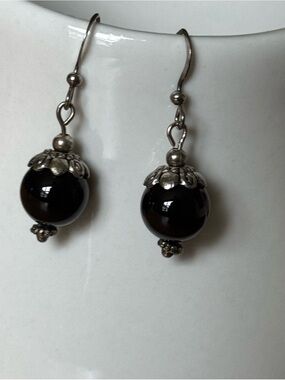Silver and Glass Drop Earrings